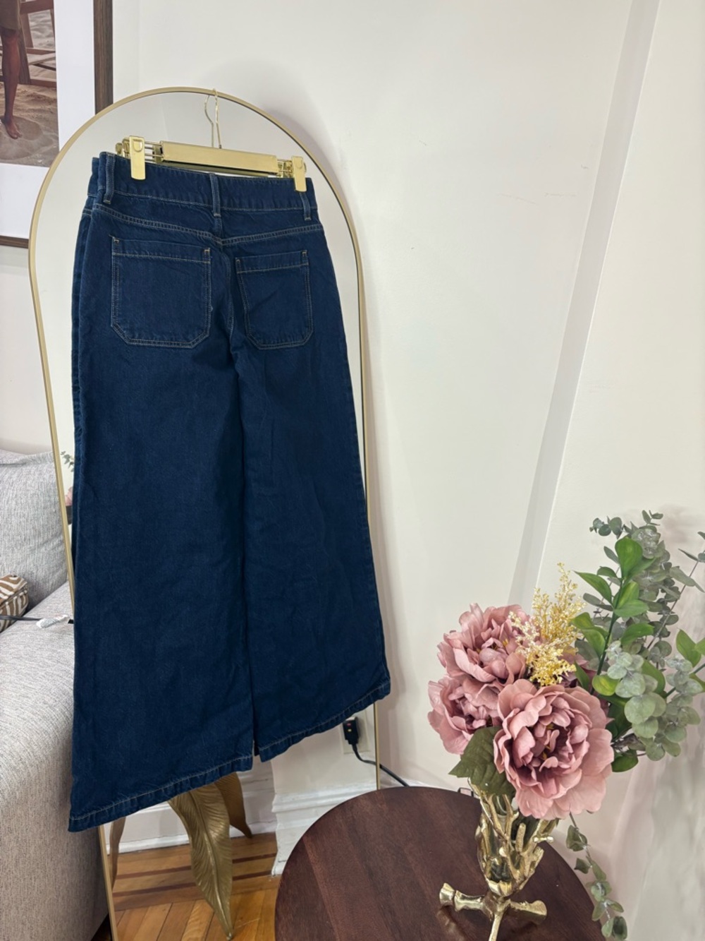 Forever 21 premium High-Waist ultra Wide Leg Jeans - Dark Blue - Picture 4 of 4